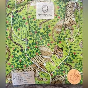 Printfresh Lime Green Jungle Cat Pajama Set